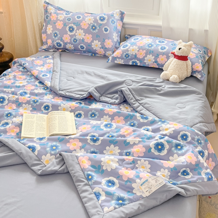 91家纺网 家纺一手货源 找家纺 宝士康家纺 2025新款水洗棉超声波压花夏被 被子被芯 安娜花园