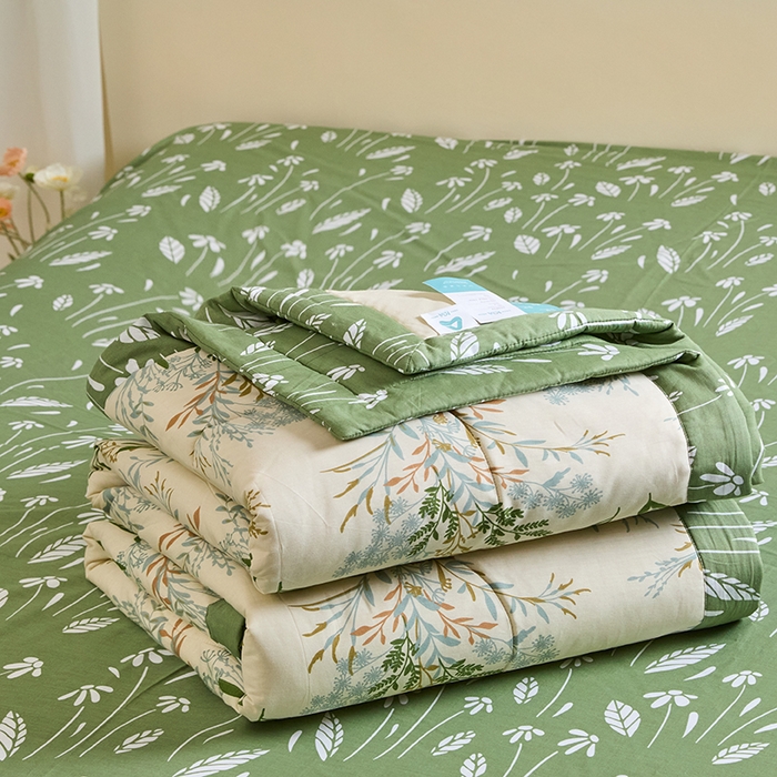 91家纺网 家纺一手货源 找家纺 宝士康家纺 2025新款10A抗菌全棉夏被四件套（床笠款） 仙草