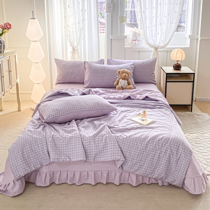 2025新款针织双层纱夏被床盖四件套单夏被单床盖单品 月半弯