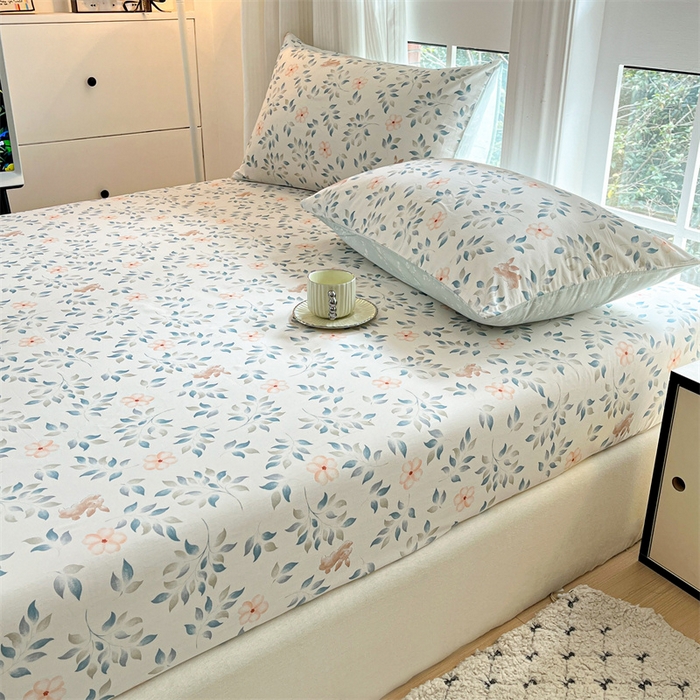 91家纺网 家纺一手货源 找家纺 宝士康家纺 2025新款10A抗菌全棉印花床笠 沁心乐园