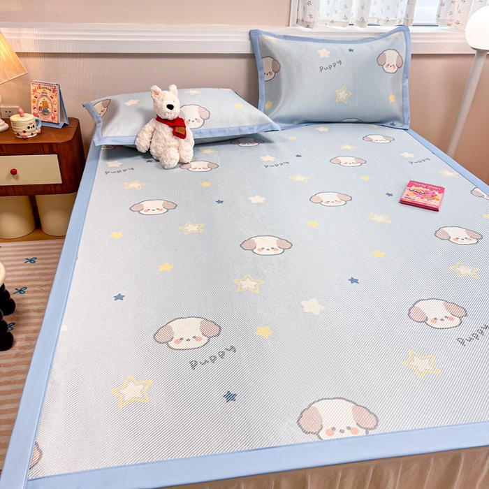 91家纺网 家纺一手货源 找家纺 慕尚家纺 2025新款数码印花床席床笠款冰藤席 床席款-酷奇