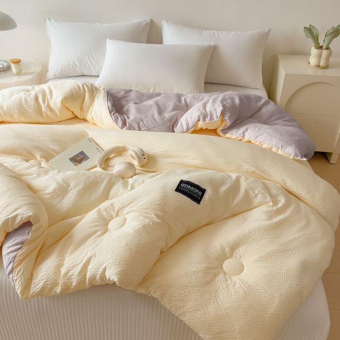 91家纺网 家纺一手货源 找家纺 宝士康家纺 2025新款加厚泡泡棉大豆冬被子被芯 月双凝灰