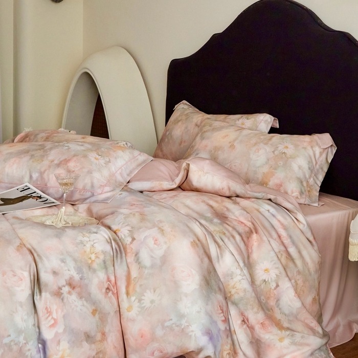 91家纺网 家纺一手货源 找家纺 金奇达家纺 2025新款竹玉清丝四件套-雅韵【标准号全网控价（折后券后）不低于元228元】 凝香-粉玉