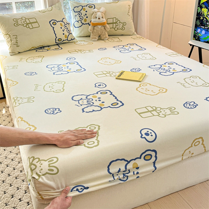 91家纺网 家纺一手货源 找家纺 宝士康家纺 2025新款10A抗菌全棉印花床笠 奶油布丁