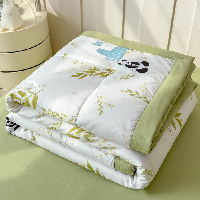 91家纺网 家纺一手货源 找家纺 宝士康家纺 2025新款10A抗菌针织夏被 熊猫乐园