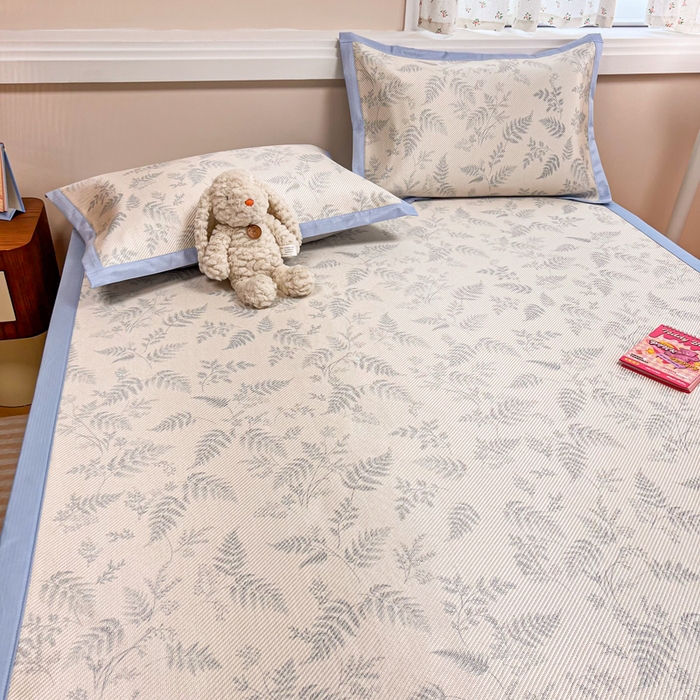 91家纺网 家纺一手货源 找家纺 慕尚家纺 2025新款数码印花床席床笠款冰藤席 床席款-土豆叶