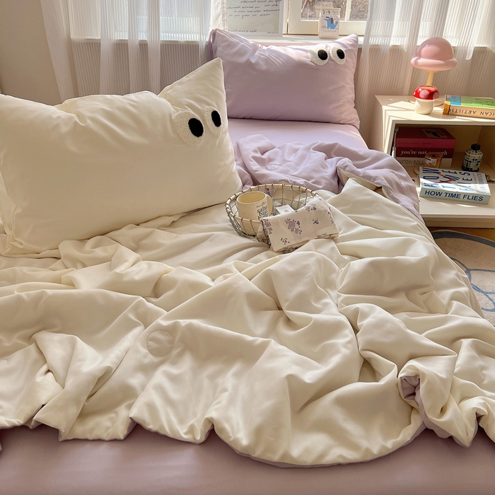 91家纺网 家纺一手货源 找家纺 慕尚家纺 2025新款大眼萌仔夏被 大眼萌 米白紫