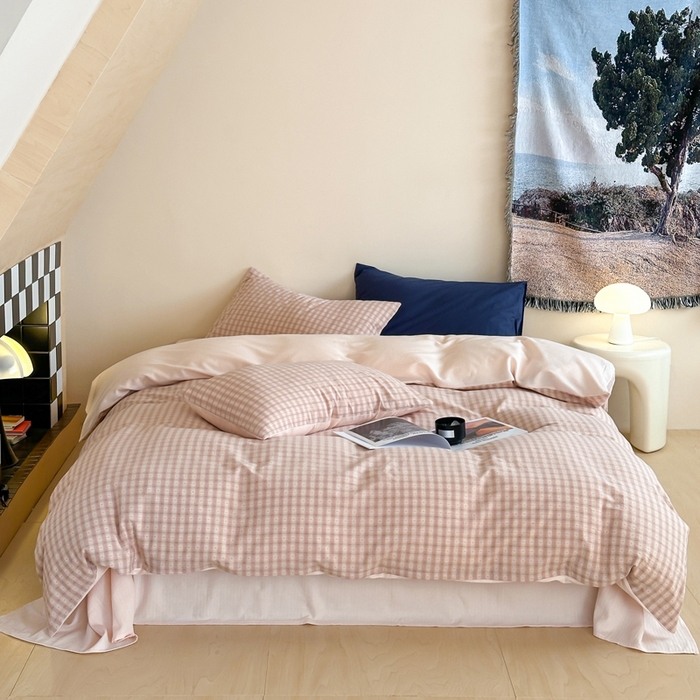 91家纺网 家纺一手货源 找家纺 例外Home 2025春夏新款全棉纯棉色织提花四件套-星辰 星辰-浅粉 会员-10