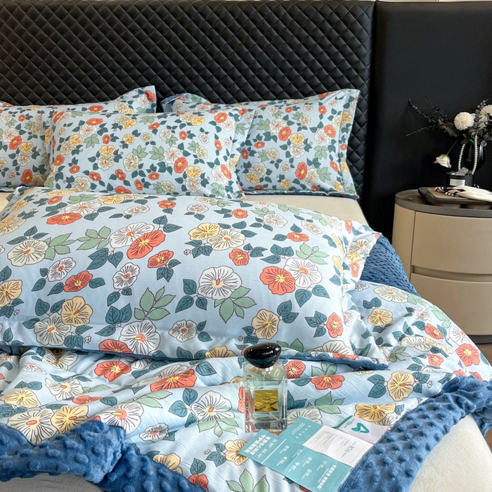 91家纺网 家纺一手货源 找家纺 宝士康家纺 2025新款10A抗菌双层纱豆豆绒夏被 青阳蓝