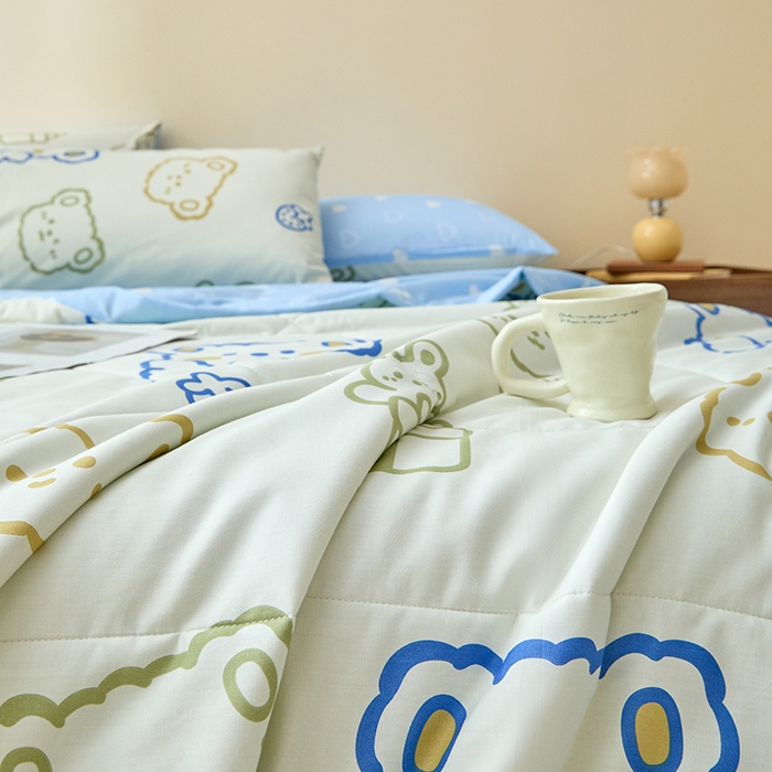 91家纺网 家纺一手货源 找家纺 宝士康家纺 2025新款10A抗菌全棉夏被 被子被芯 奶油布丁