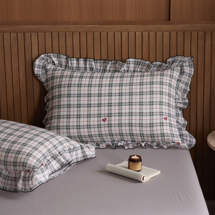 91家纺网 家纺一手货源 找家纺 安莱生活 2025新款全棉精梳棉双层纱绉纱数码印花四件套 海派甜心-灰