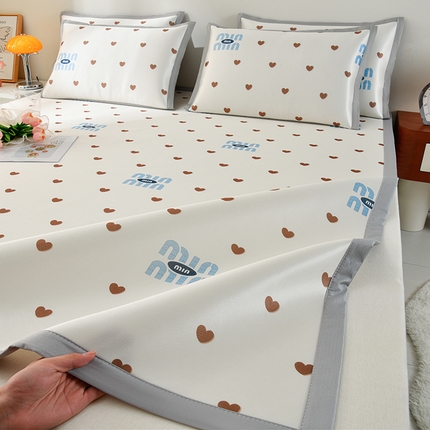 简一 2025新款A类碳光印花数码冰丝凉席系列-床单款 满心欢喜