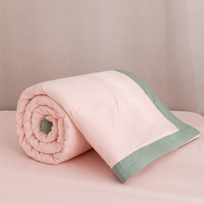 91家纺网 家纺一手货源 找家纺  天瑜 2024全棉夏被棉花芯纯色水洗棉夏凉被可水洗空调被 浅粉