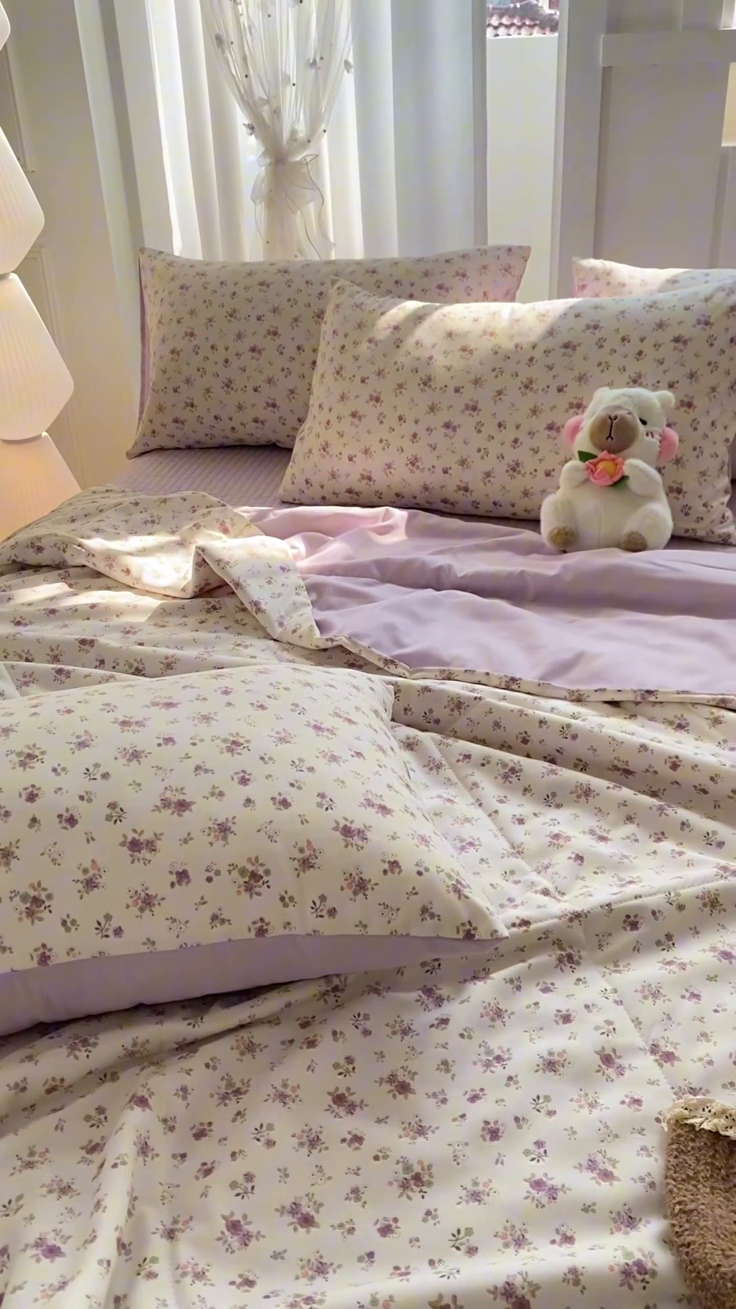 91家纺网 家纺一手货源 找家纺 2025新款针织双层纱夏被床盖四件套单夏被单床盖单品 紫色依恋