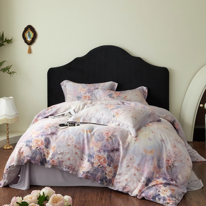 91家纺网 家纺一手货源 找家纺 金奇达家纺 2025新款竹玉清丝四件套-雅韵【标准号全网控价（折后券后）不低于元228元】 怦然心动-紫