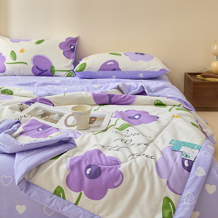 91家纺网 家纺一手货源 找家纺 宝士康家纺 2025新款10A抗菌全棉夏被 被子被芯 幽梦紫曦