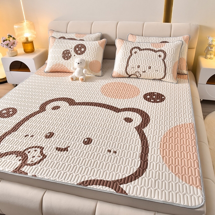 91家纺网 家纺一手货源 找家纺 （总）炫拼家纺 2025新款凉感丝大版乳胶凉席三件套