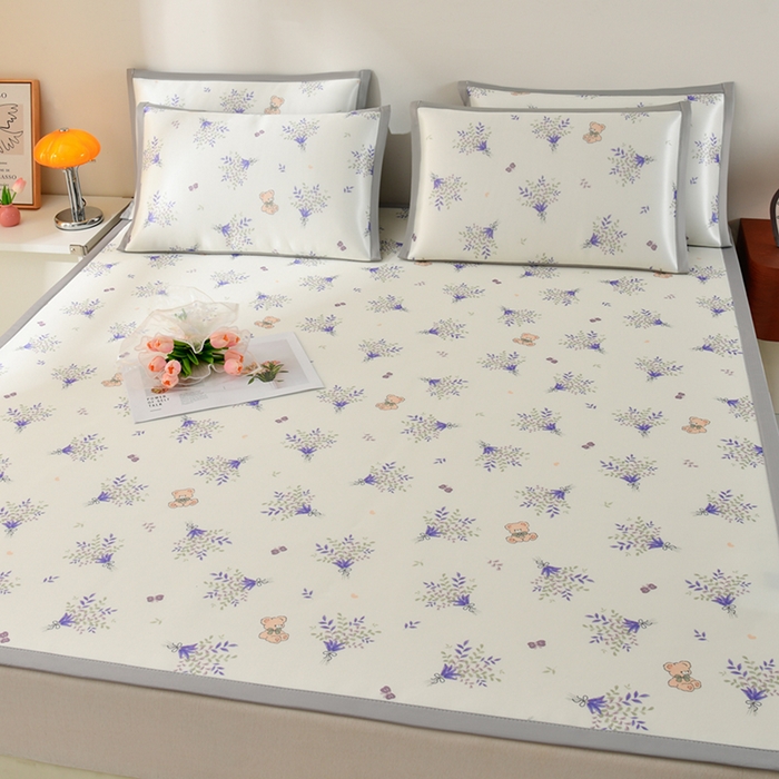 91家纺网 家纺一手货源 找家纺 简一 2025新款A类碳光印花数码冰丝凉席系列-床单款 普罗旺斯