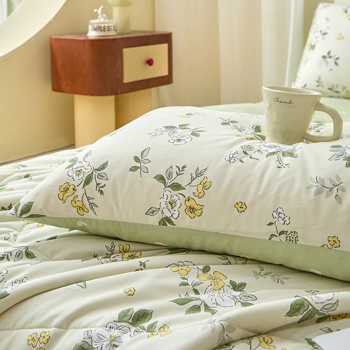 91家纺网 家纺一手货源 找家纺 宝士康家纺 2025新款10A抗菌全棉夏被四件套（床单款） 花香雪