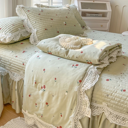 网红馆（ck家纺） 2025新款天丝印花夹棉床盖夏被四件套 春的气息