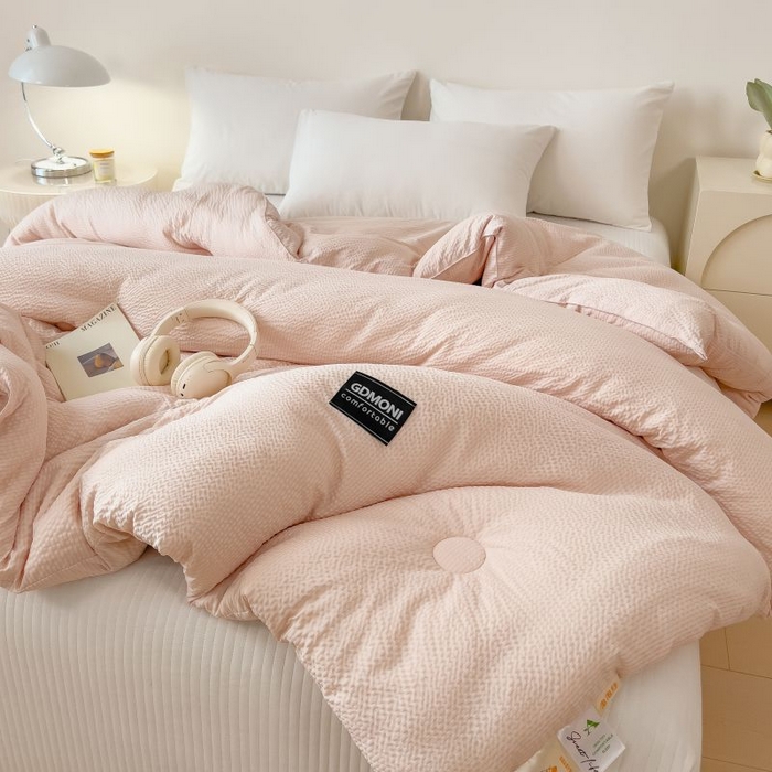 91家纺网 家纺一手货源 找家纺 宝士康家纺 2025新款加厚泡泡棉大豆冬被子被芯 拿铁慕斯