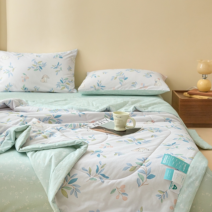 91家纺网 家纺一手货源 找家纺 宝士康家纺 2025新款10A抗菌全棉夏被 被子被芯 兔兔乐园