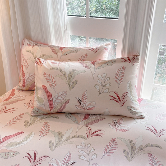 91家纺网 家纺一手货源 找家纺 宝士康家纺 2025新款10A抗菌全棉印花床笠 多巴胺粉