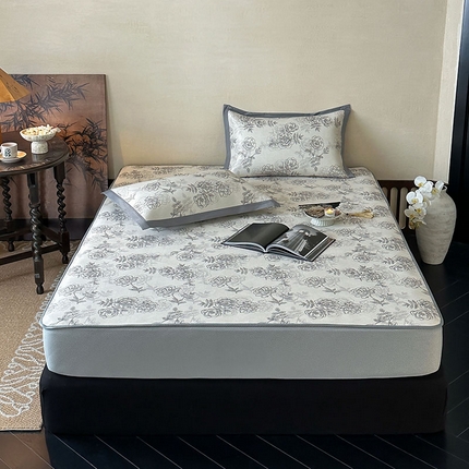 91家纺网 家纺一手货源 找家纺 （总）三味舒屋 2025新款抗菌防螨小花卉系列900D高端印花冰藤凉席