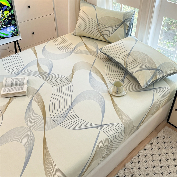 91家纺网 家纺一手货源 找家纺 宝士康家纺 2025新款10A抗菌全棉印花床笠 名爵黄