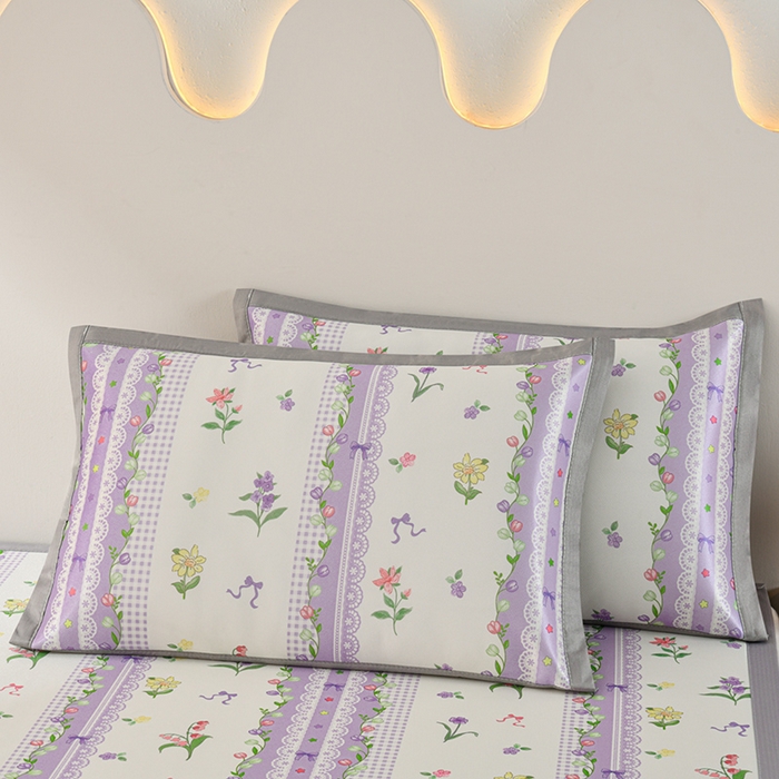 91家纺网 家纺一手货源 找家纺 简一 2025新款A类碳光印花数码冰丝凉席系列-床单款 紫色梦境