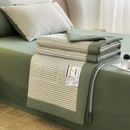 宝士康家纺 2025新款10A抗菌无印风夏被 被子被芯 小绿条