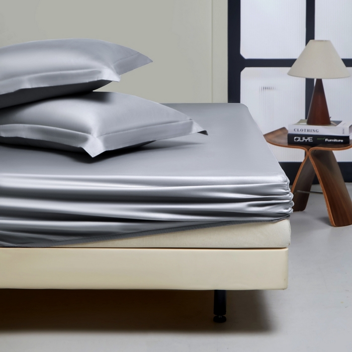 91家纺网 家纺一手货源 找家纺 秀色家纺 2024新品 A类100支双股长绒棉单品床笠 梦易-典雅灰