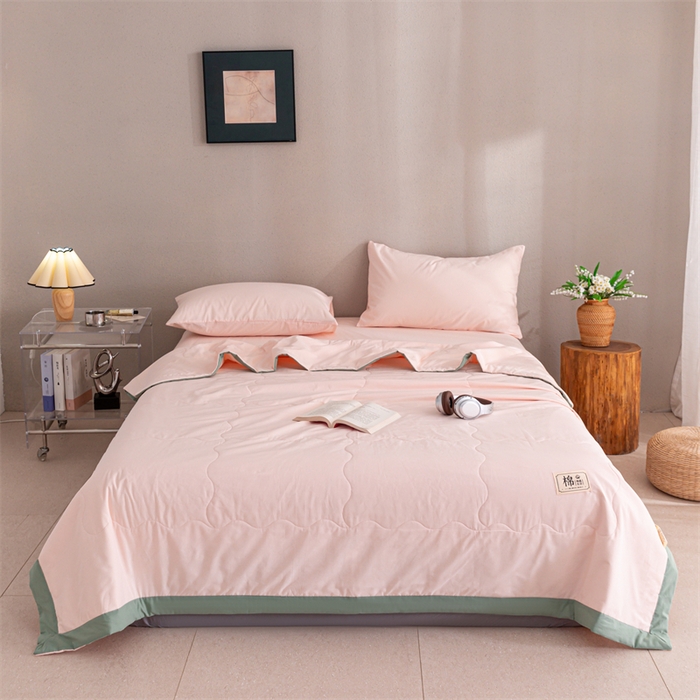 91家纺网 家纺一手货源 找家纺  天瑜 2024全棉夏被棉花芯纯色水洗棉夏凉被可水洗空调被 浅粉