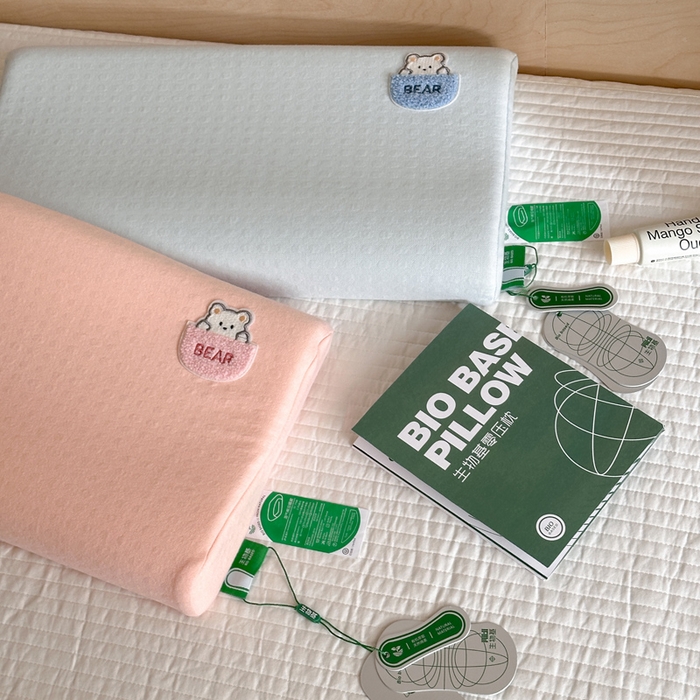 91家纺网 家纺一手货源 找家纺 伟邦枕芯 2025新款淘气熊生物机儿童枕头枕芯 粉色低枕27*42cm一只