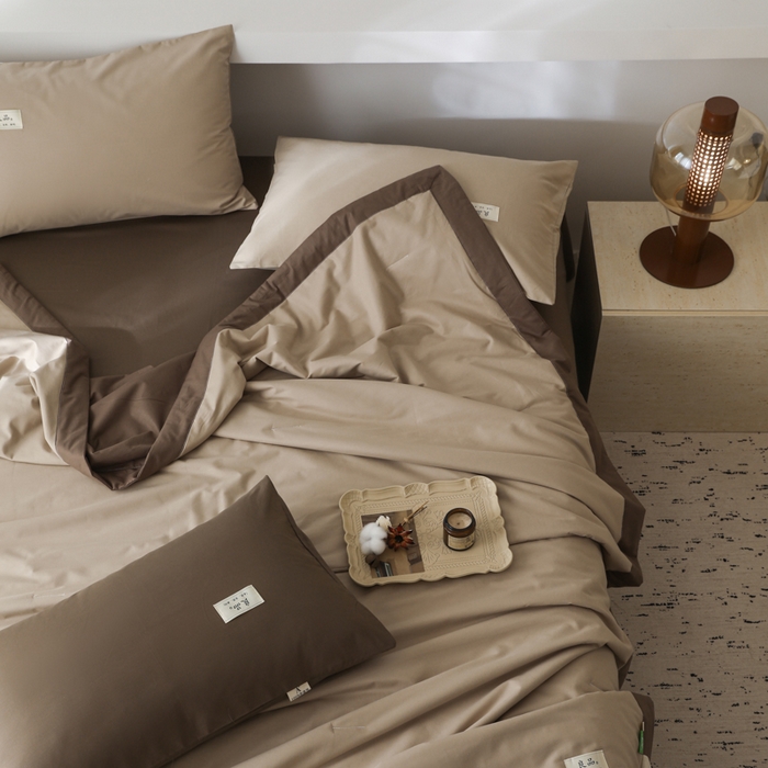 91家纺网 家纺一手货源 找家纺 眠博士 2025新款A类全棉40S纯棉新疆棉大豆夏被夏凉被空调被 包边夏被40支-杏色拼春泥