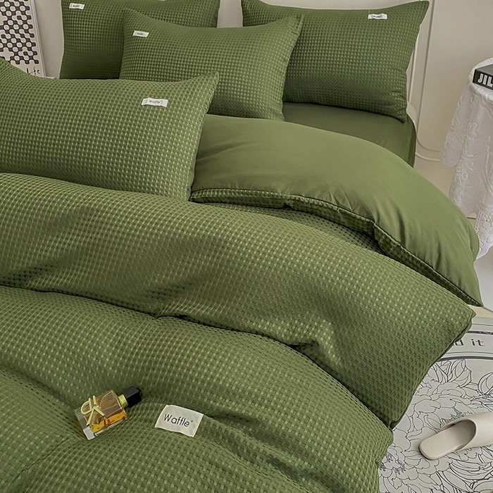 91家纺网 家纺一手货源 找家纺 （总）仟网汇 2025新款华夫格森语系列四件套北欧简约风