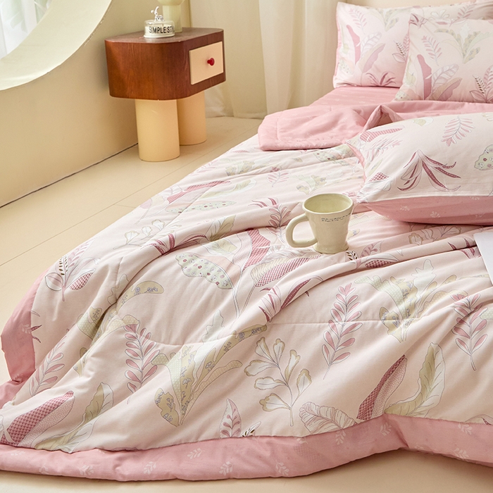 91家纺网 家纺一手货源 找家纺 宝士康家纺 2025新款10A抗菌全棉夏被 被子被芯 多巴胺粉