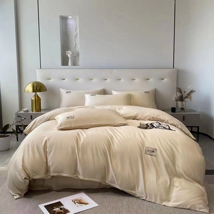 91家纺网 家纺一手货源 找家纺 大麦乐田 2025新款四件套雪梨色