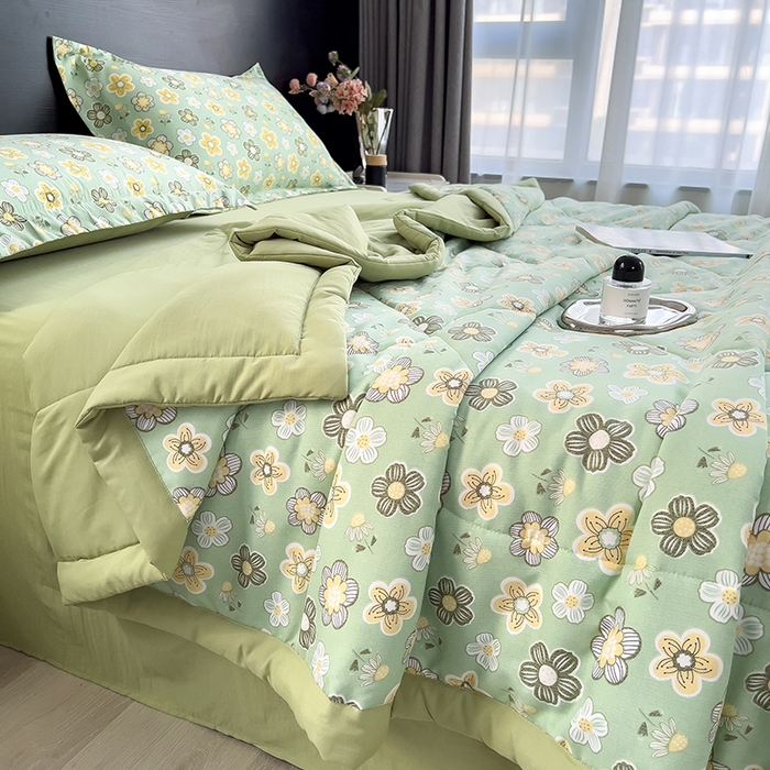 91家纺网 家纺一手货源 找家纺 宝士康家纺 2025新款10A抗菌双层纱印花夏被 花开半夏