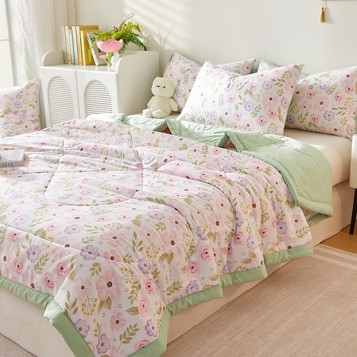 91家纺网 家纺一手货源 找家纺 海洋家纺 2025款水洗棉纯棉花夏凉被全棉花印花夏被空调被薄被子 浪漫约定