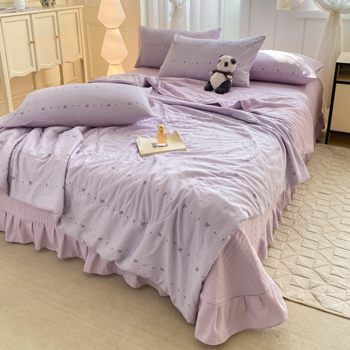 91家纺网 家纺一手货源 找家纺 2025新款针织双层纱夏被床盖四件套单夏被单床盖单品 月光女神