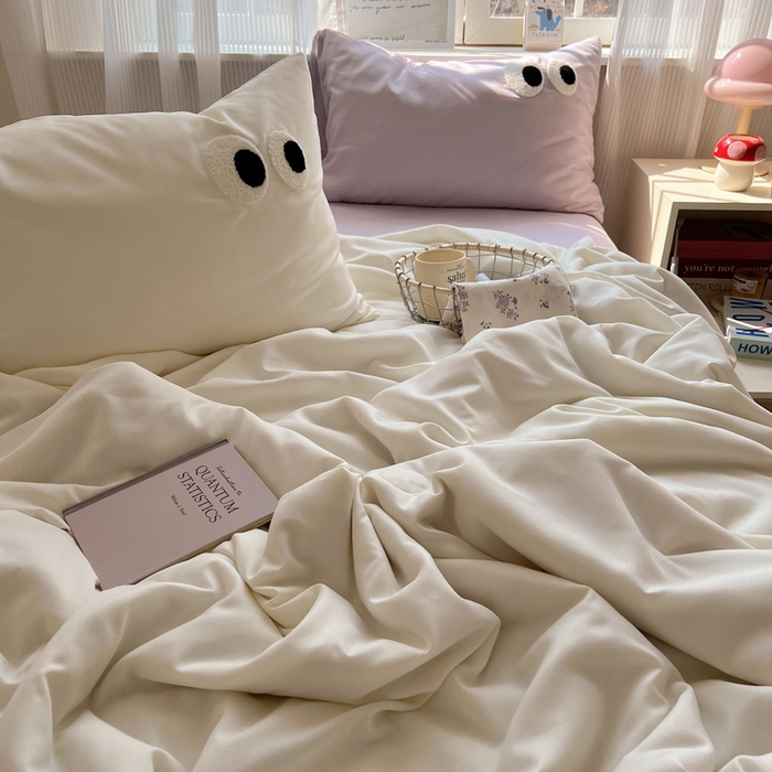 91家纺网 家纺一手货源 找家纺 慕尚家纺 2025新款大眼萌仔夏被 大眼萌 米白紫