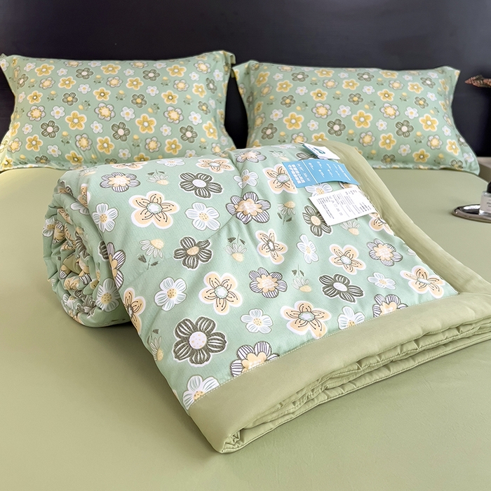 91家纺网 家纺一手货源 找家纺 宝士康家纺 2025新款10A抗菌双层纱印花夏被 花开半夏