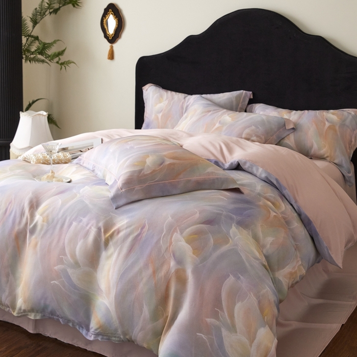 91家纺网 家纺一手货源 找家纺 金奇达家纺 2025新款竹玉清丝四件套-雅韵【标准号全网控价（折后券后）不低于元228元】 绚烂春日-粉