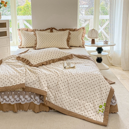 91家纺网 家纺一手货源 找家纺 （总）2025新款直播热款A类针织棉双层纱床盖款夏被四件套