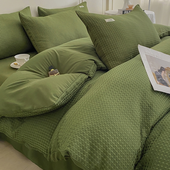 91家纺网 家纺一手货源 找家纺 （总）仟网汇 2025新款华夫格森语系列四件套北欧简约风