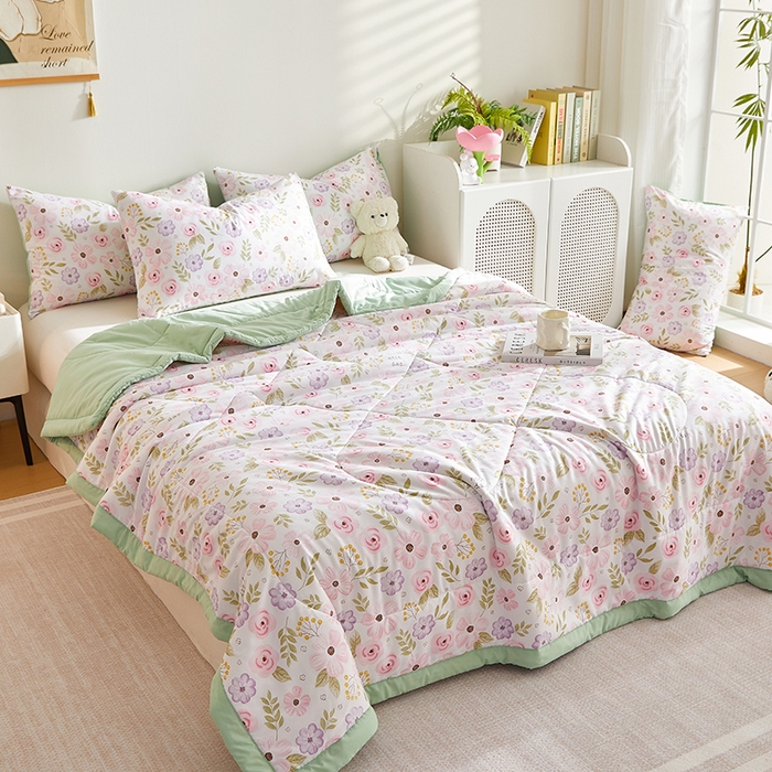 91家纺网 家纺一手货源 找家纺 海洋家纺 2025款水洗棉纯棉花夏凉被全棉花印花夏被空调被薄被子 浪漫约定