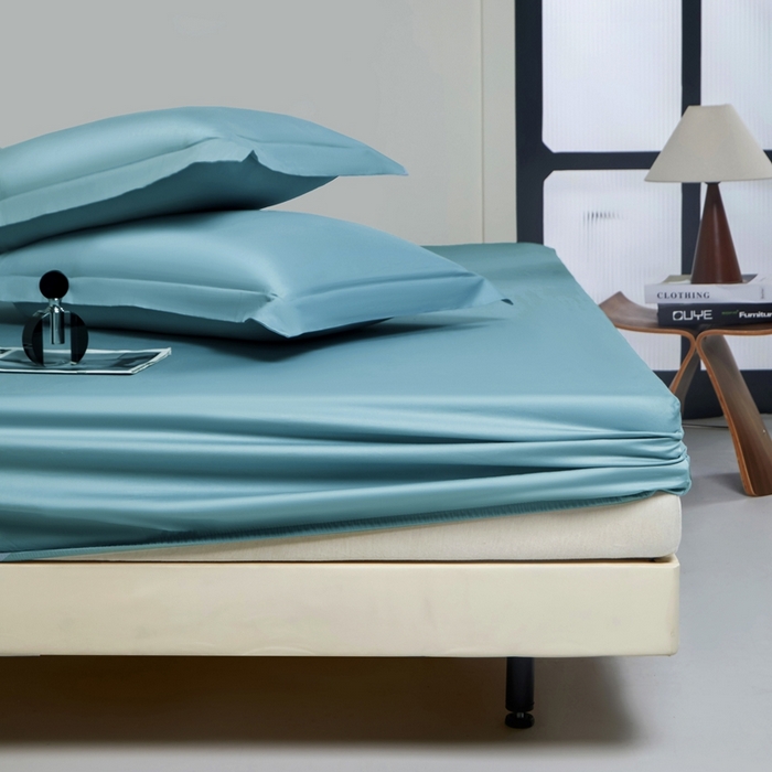 91家纺网 家纺一手货源 找家纺 秀色家纺 2024新品 A类100支双股长绒棉单品床笠 梦易-雾霾蓝