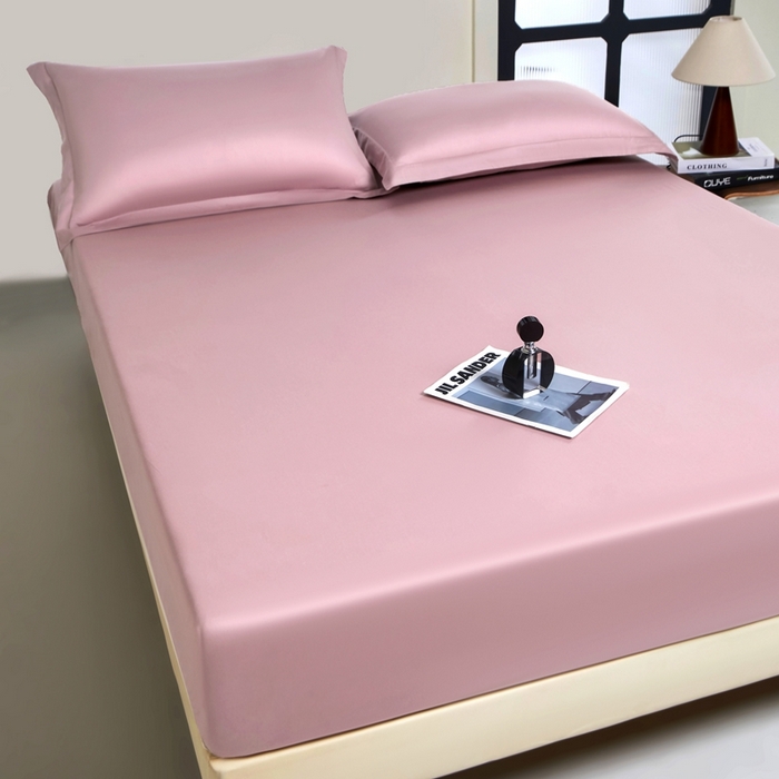 91家纺网 家纺一手货源 找家纺 秀色家纺 2024新品 A类100支双股长绒棉单品床笠 梦易-玉颜粉