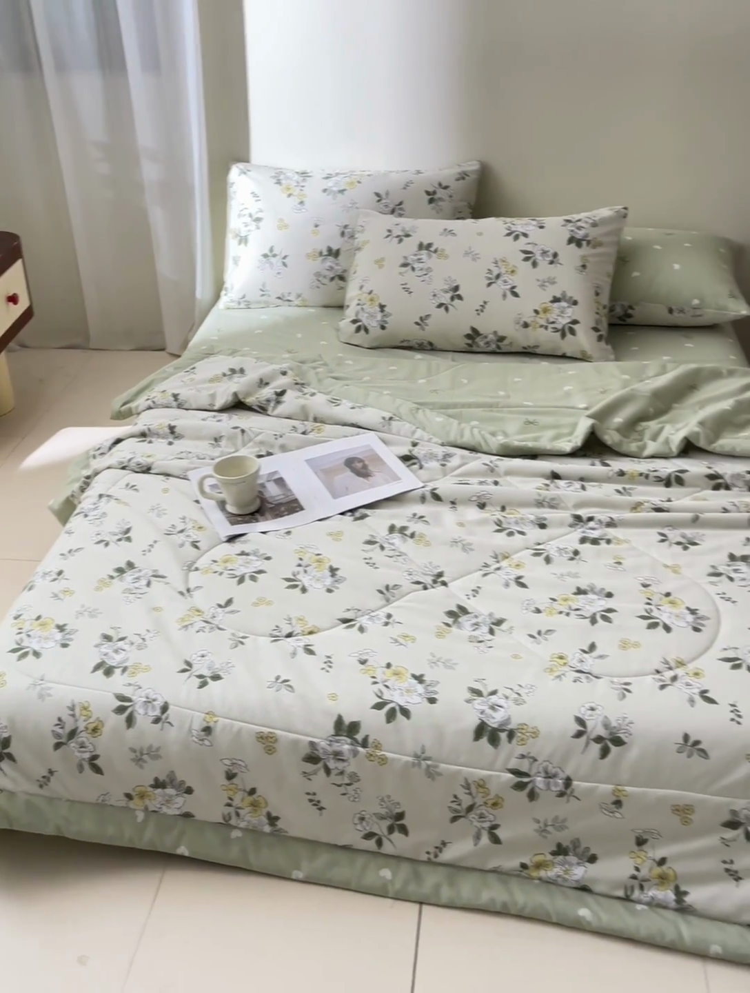 91家纺网 家纺一手货源 找家纺 宝士康家纺 2025新款10A抗菌全棉夏被四件套（床单款） 花香雪